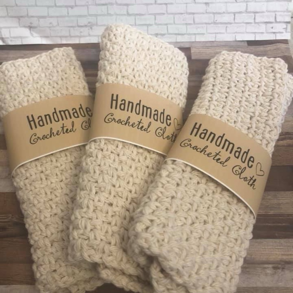 Handmade Crocheted Bath Cloth - Cream